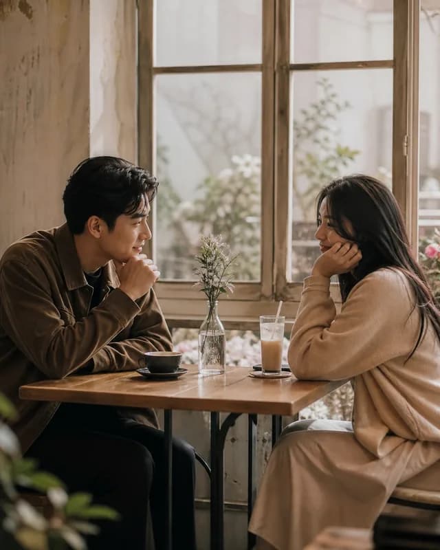 Minh và An trong lần đầu gặp nhau tại quán cà phê
